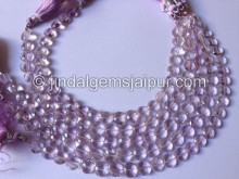 Pink Amethyst Faceted Coin Shape Beads
